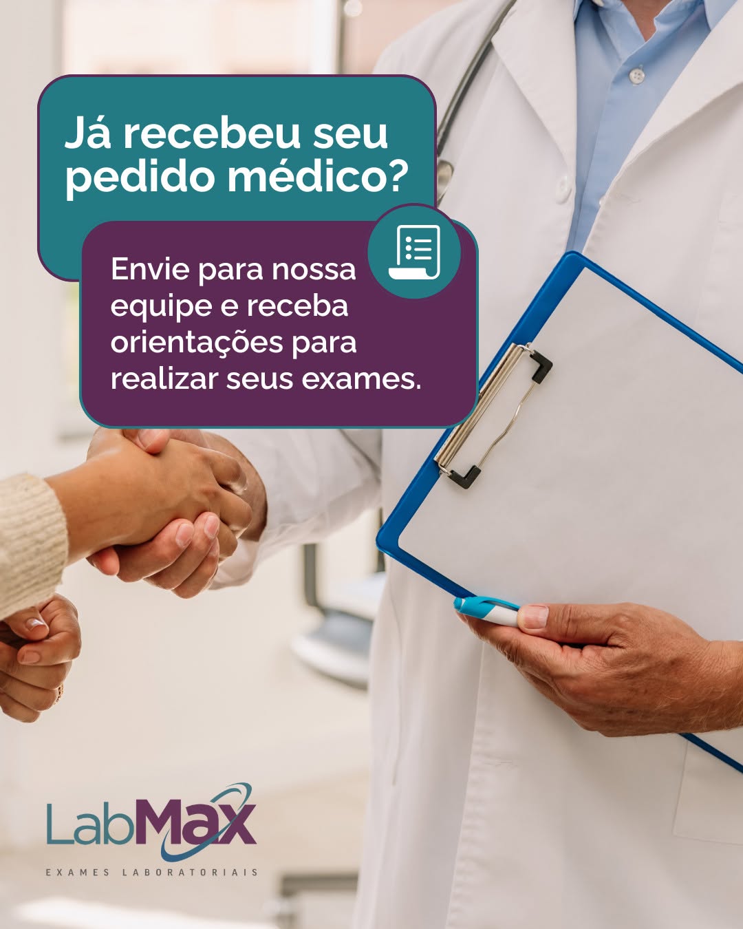 Depois da consulta médica, o próximo passo costuma ser realizar os exames solicitados.

Para tornar esse processo mais simples, você pode enviar o pedido médico diretamente para nossa equipe e receber orientações sobre preparo, documentos necessários e organização da coleta.

Assim, quando chegar ao Labmax, seu atendimento acontece de forma mais rápida e tranquila.

📲 Envie seu pedido e tire suas dúvidas com nossa equipe.

📍 Av. Ipiranga, 4343 - Zona I, Umuarama - PR.
📞 (44) 3055-3255

#ExamesLaboratoriais #PedidoMédico #Saúde